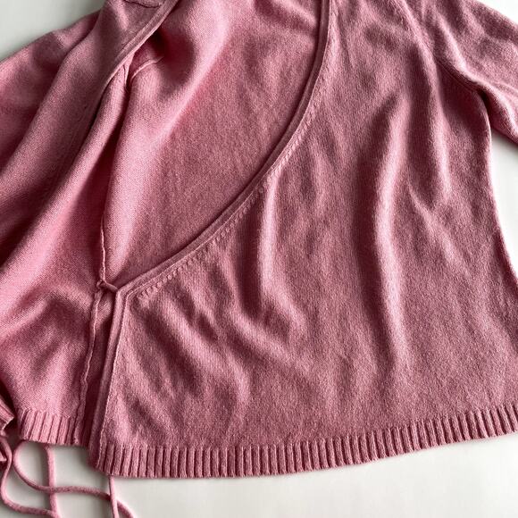 Vertigo Y2K Wool Angora Cashmere blend Wrap Cardigan Sweater  Size L Pink - Picture 9 of 15